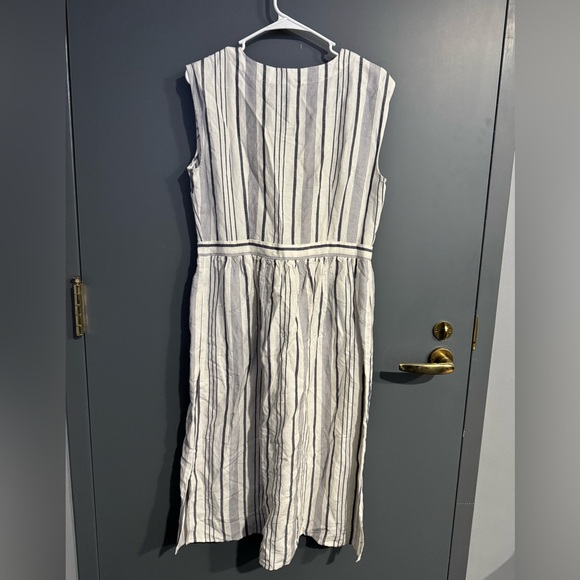 NWT LOFT Navy and White Striped Linen Dress Womens Size 8 - Picture 5 of 10